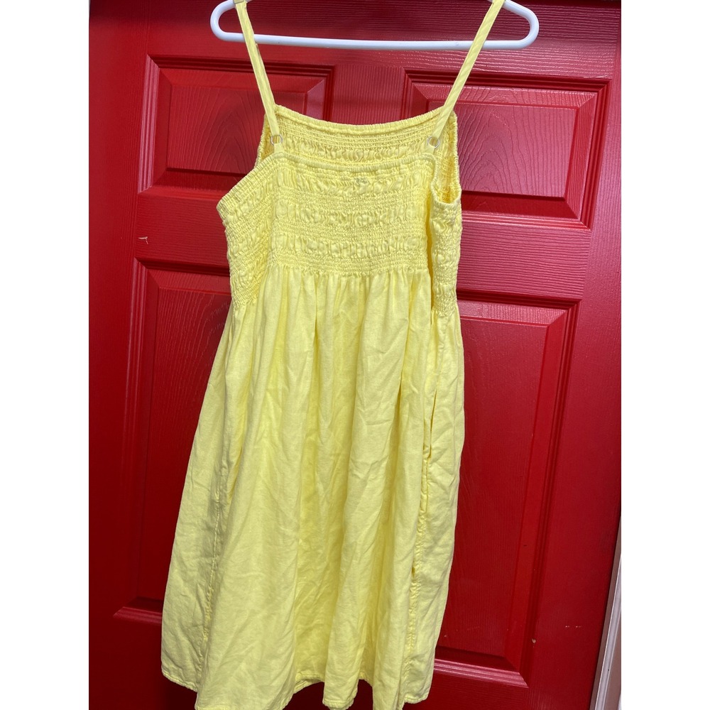 Universal Thread Yellow Smocked Linen Blend Sun Dress Adjustable Straps Medium